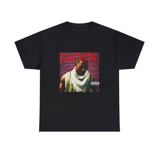 Black T-shirt with Fortnite’s default character Sydney replacing Kendrick Lamar on the DAMN album cover.