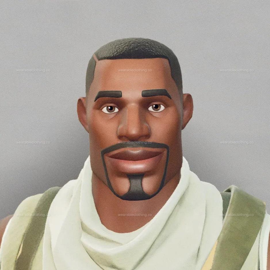 Black T-shirt with Fortnite’s default character Sydney as a mugshot after being arrested.