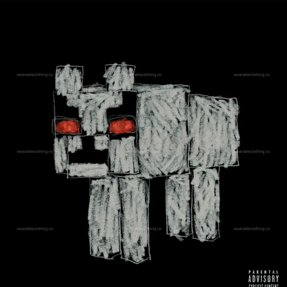 Black T-shirt with a Minecraft animal on the For All the Dogs album cover