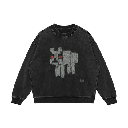 Crewneck design with a Minecraft animal on the For All the Dogs album cover