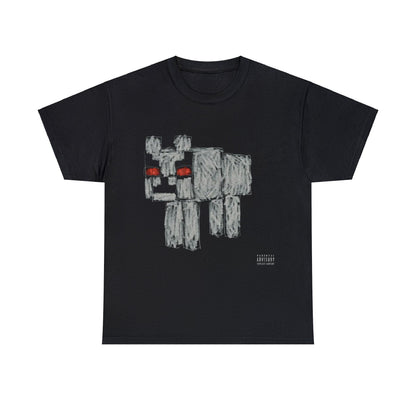 Black T-shirt with a Minecraft animal on the For All the Dogs album cover