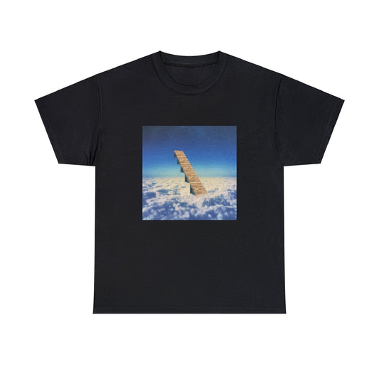 Black T-shirt with a Fortnite stair on the cover of Travis Scott’s song Highest in the Room