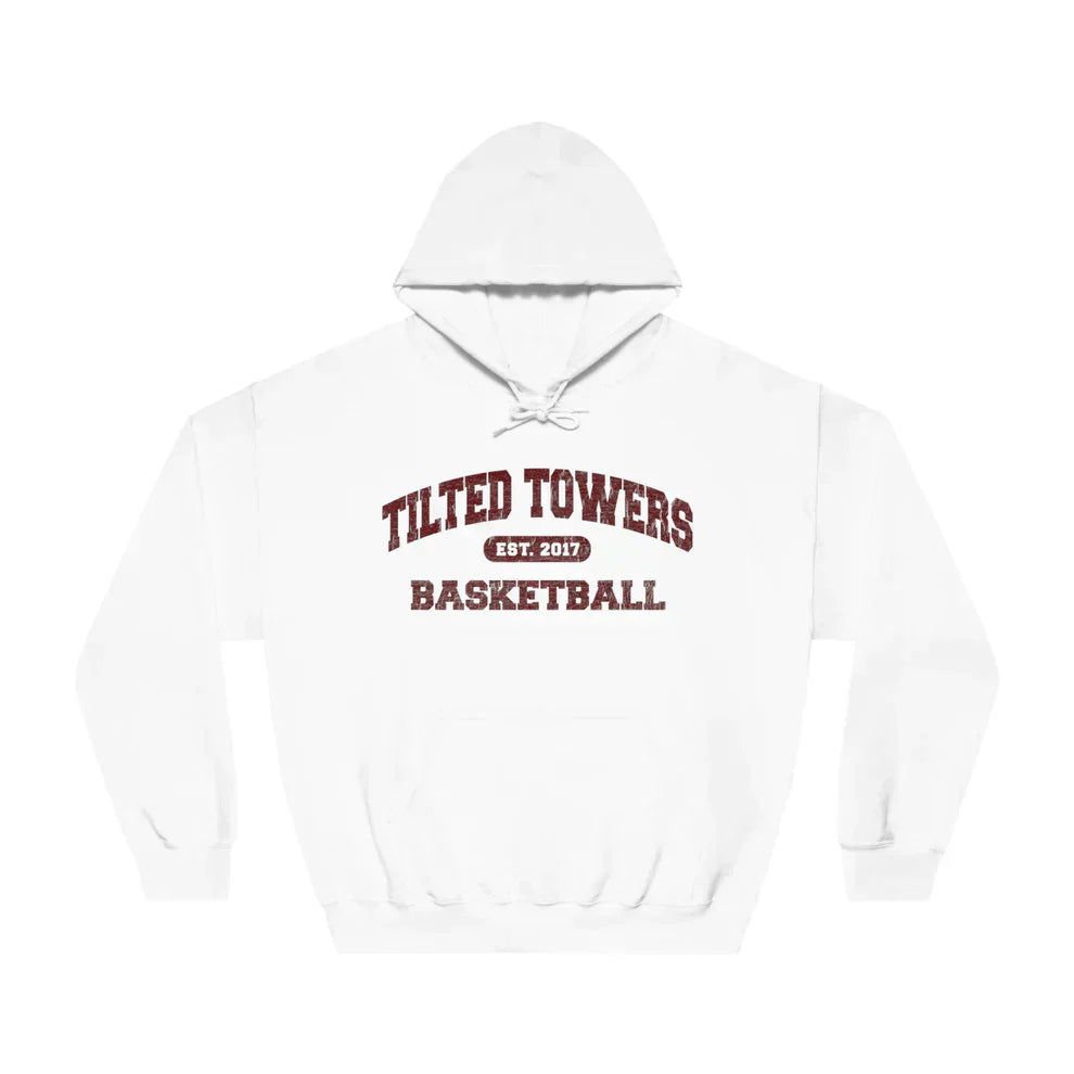 tilted towers basketball hoodie