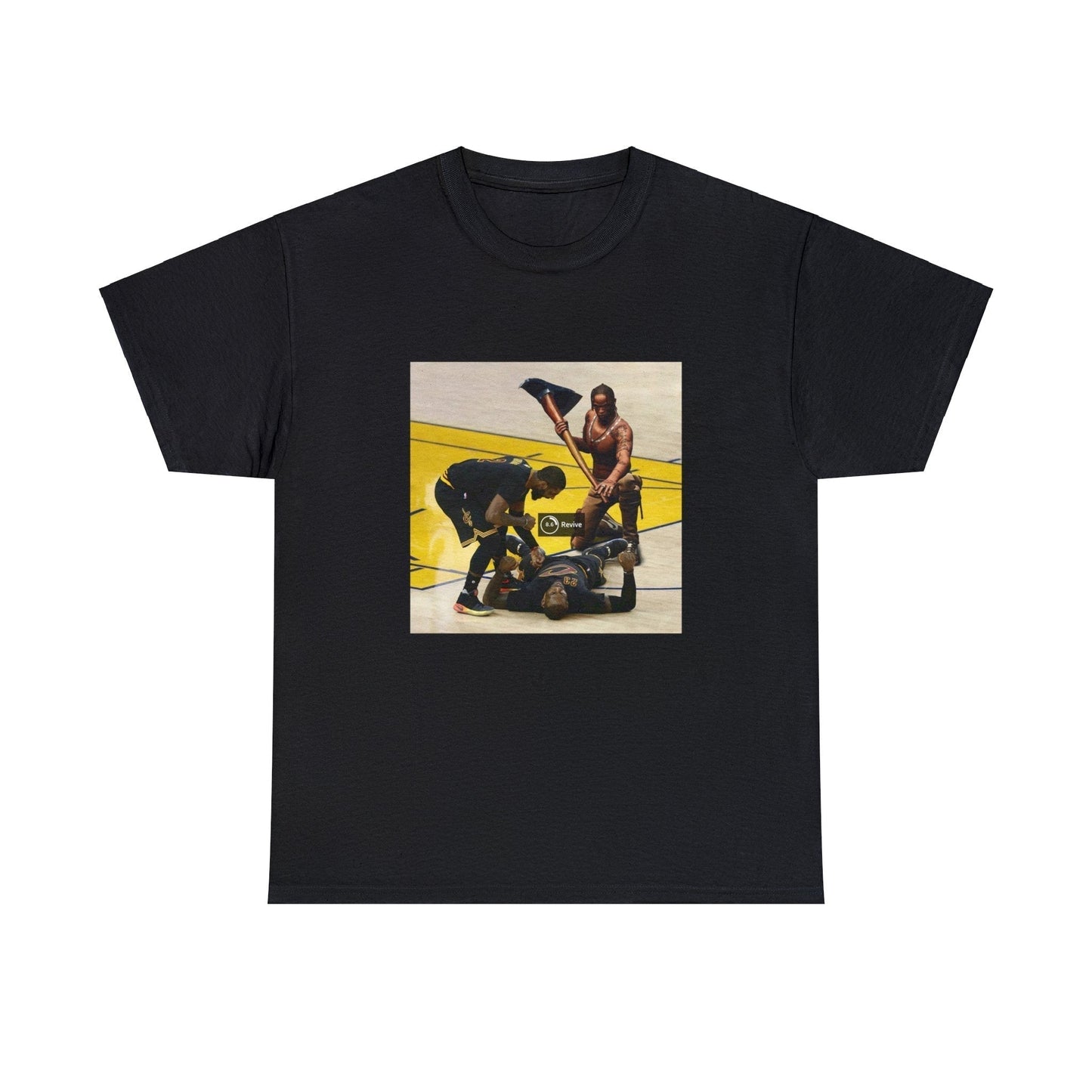 Black T-shirt with Fortnite’s Travis Scott skin reviving LeBron James