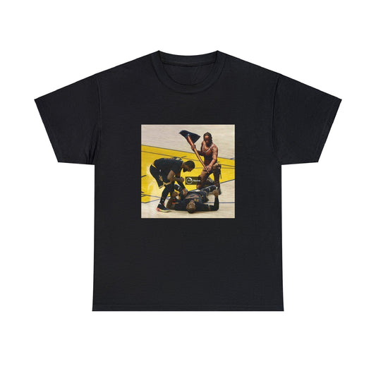 Black T-shirt with Fortnite’s Travis Scott skin reviving LeBron James