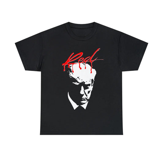 Black T-shirt with Trump on the cover of Whole Lotta Red by Playboi Carti.