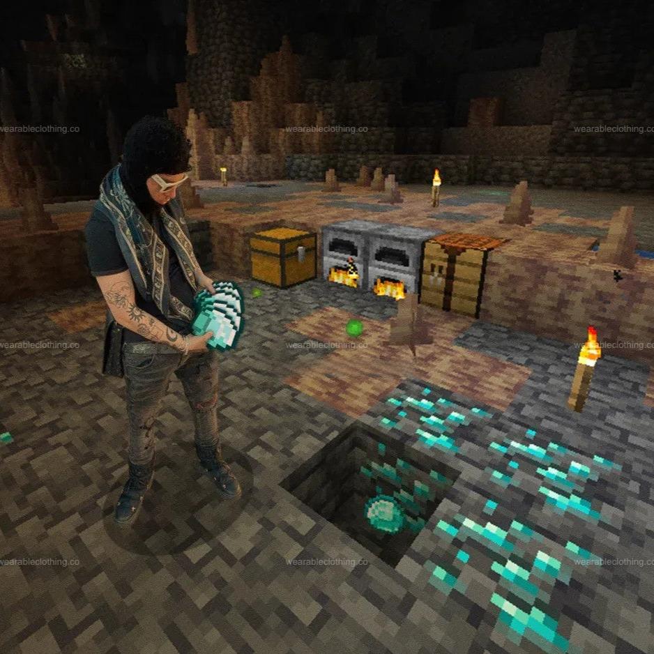 Black T-shirt with Yeat in a Minecraft map