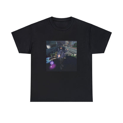 Black T-shirt with Yeat in Tilted Towers with loot on the ground and his yellow Lambo truck behind him