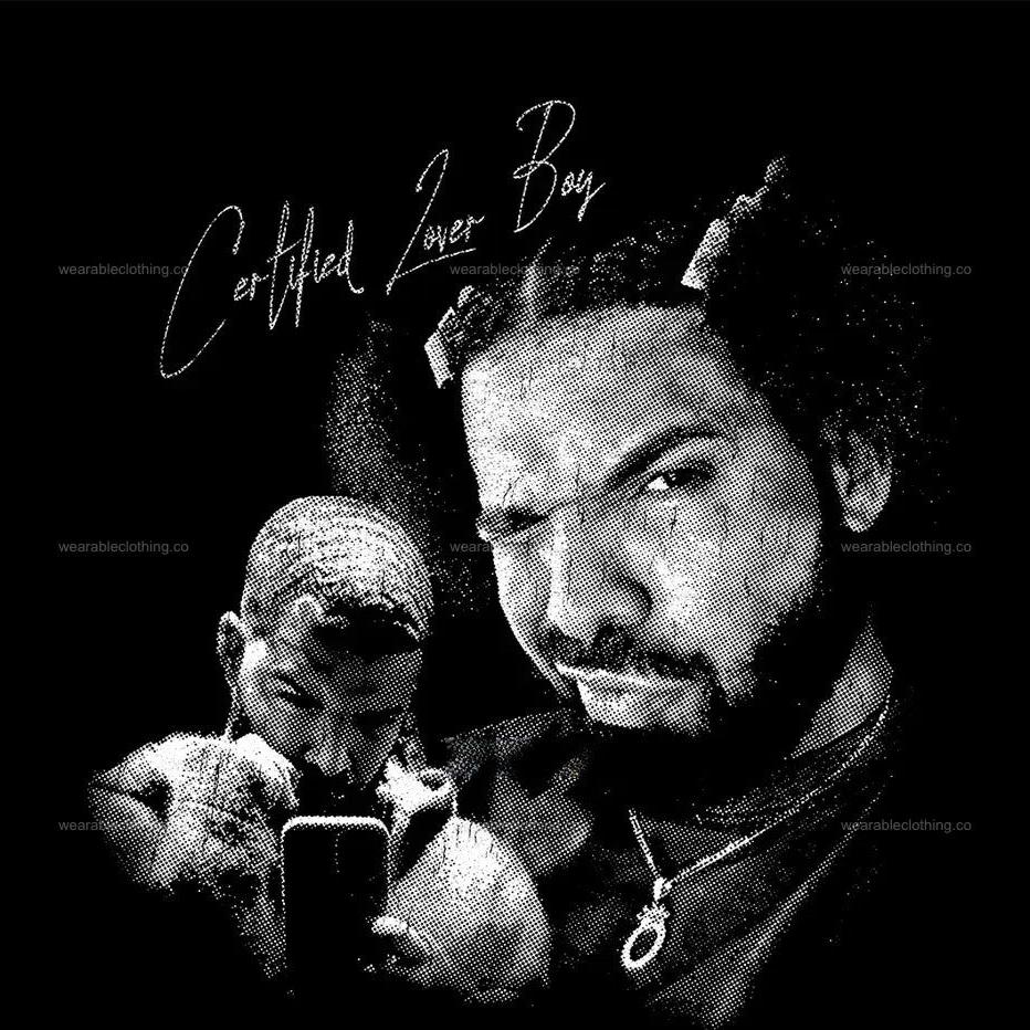 Black T-shirt with Drake being zesty